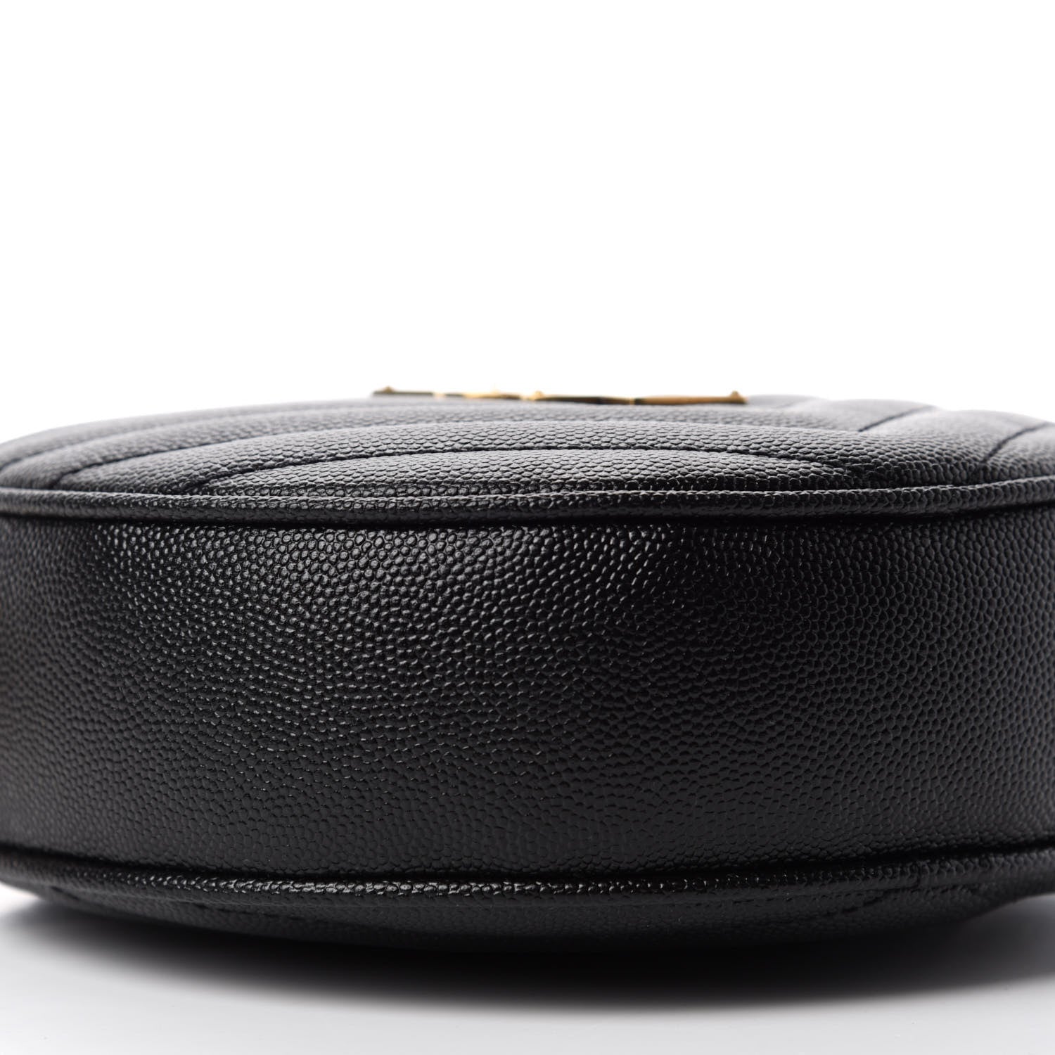 Saint Laurent Grain De Poudre Matelasse Chevron Quilted Round Vinyle Camera Bag Black 6 of 12