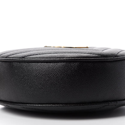 Saint Laurent Grain De Poudre Matelasse Chevron Quilted Round Vinyle Camera Bag Black 6 of 12