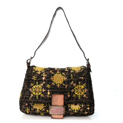 Fendi Lizard Zucca Embroidered Mama Baguette Pink Multicolor 1 of 16
