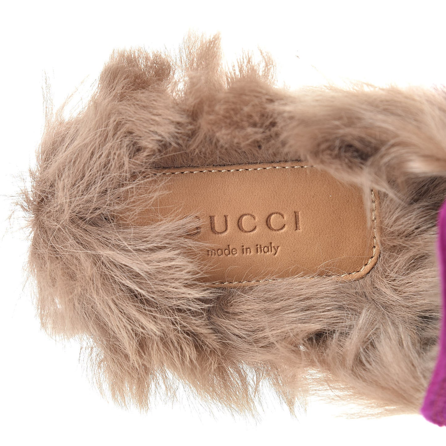 Velvet Fur Womens Princetown Slippers 36 Fucsia Violet Cyclamen Natural