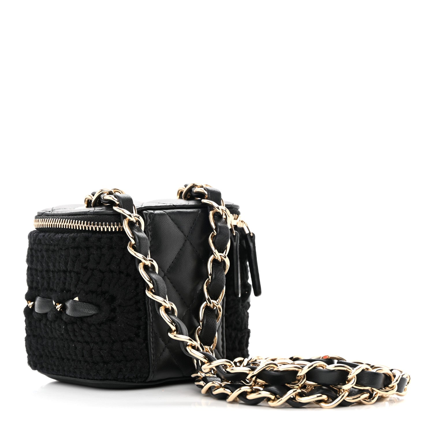 Chanel Lambskin Crochet Small Vanity Case With Chain Black 3 of 17
