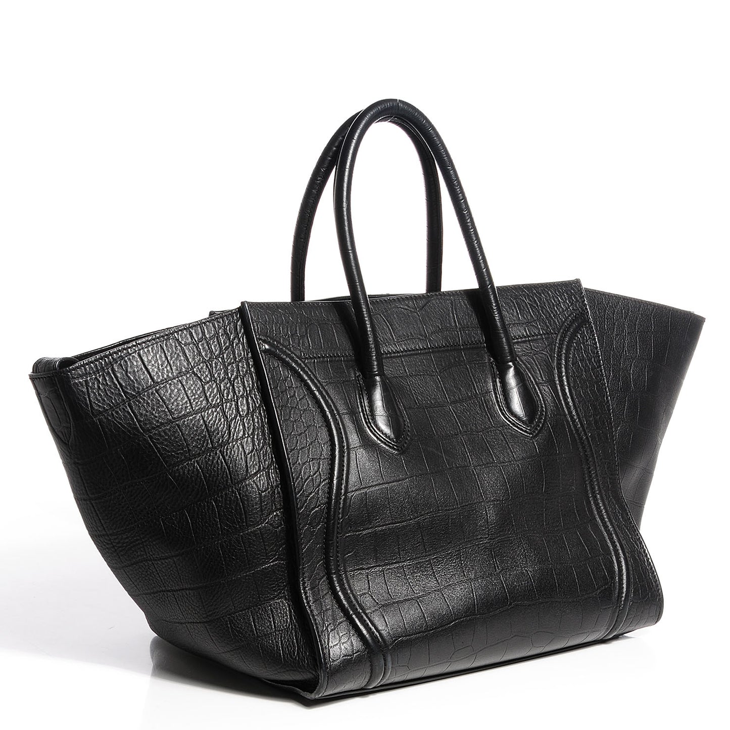 Crocodile Embossed Large Phantom Luggage Black