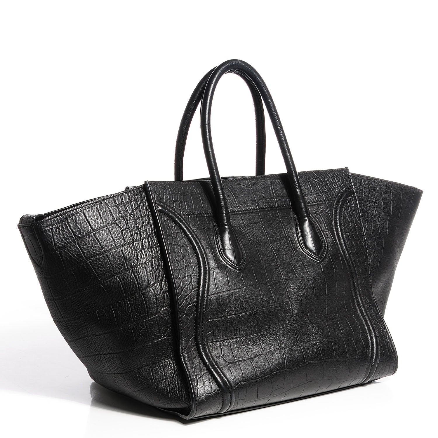 Celine Crocodile Embossed Large Phantom Luggage Black 3 of 7