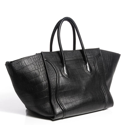 Celine Crocodile Embossed Large Phantom Luggage Black 3 of 7