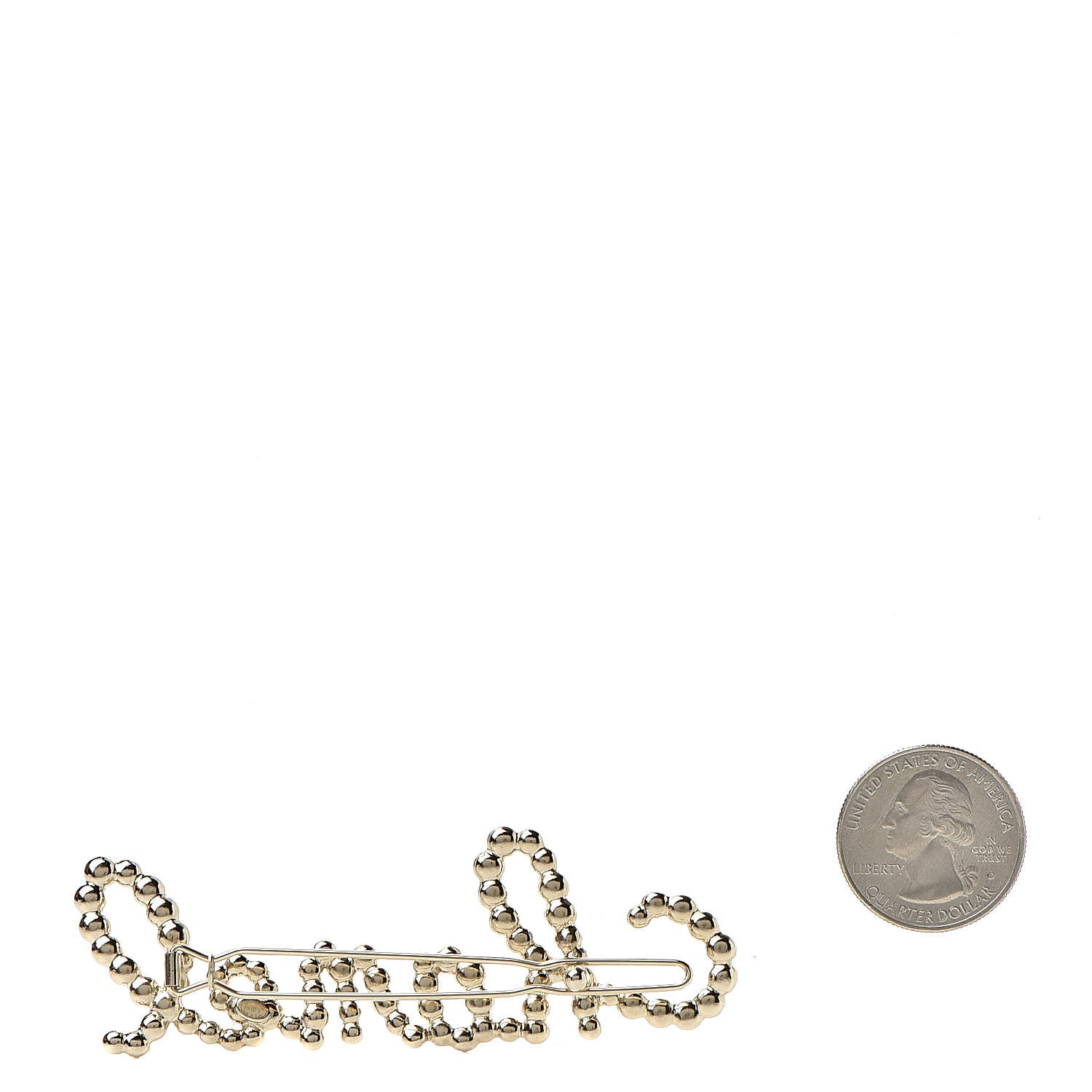Chanel Metal Glass Swirling Pearls Hair Clip Gold 2 of 4