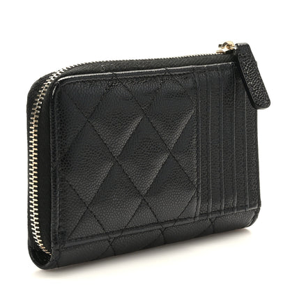 Chanel Caviar Quilted CC Zip Around Card Holder Black 3 of 9