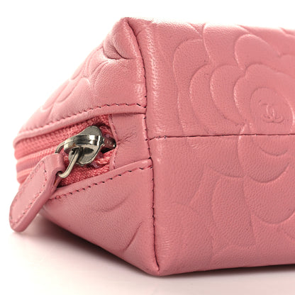 Chanel Lambskin Camellia Embossed Cosmetic Case Pink 8 of 11