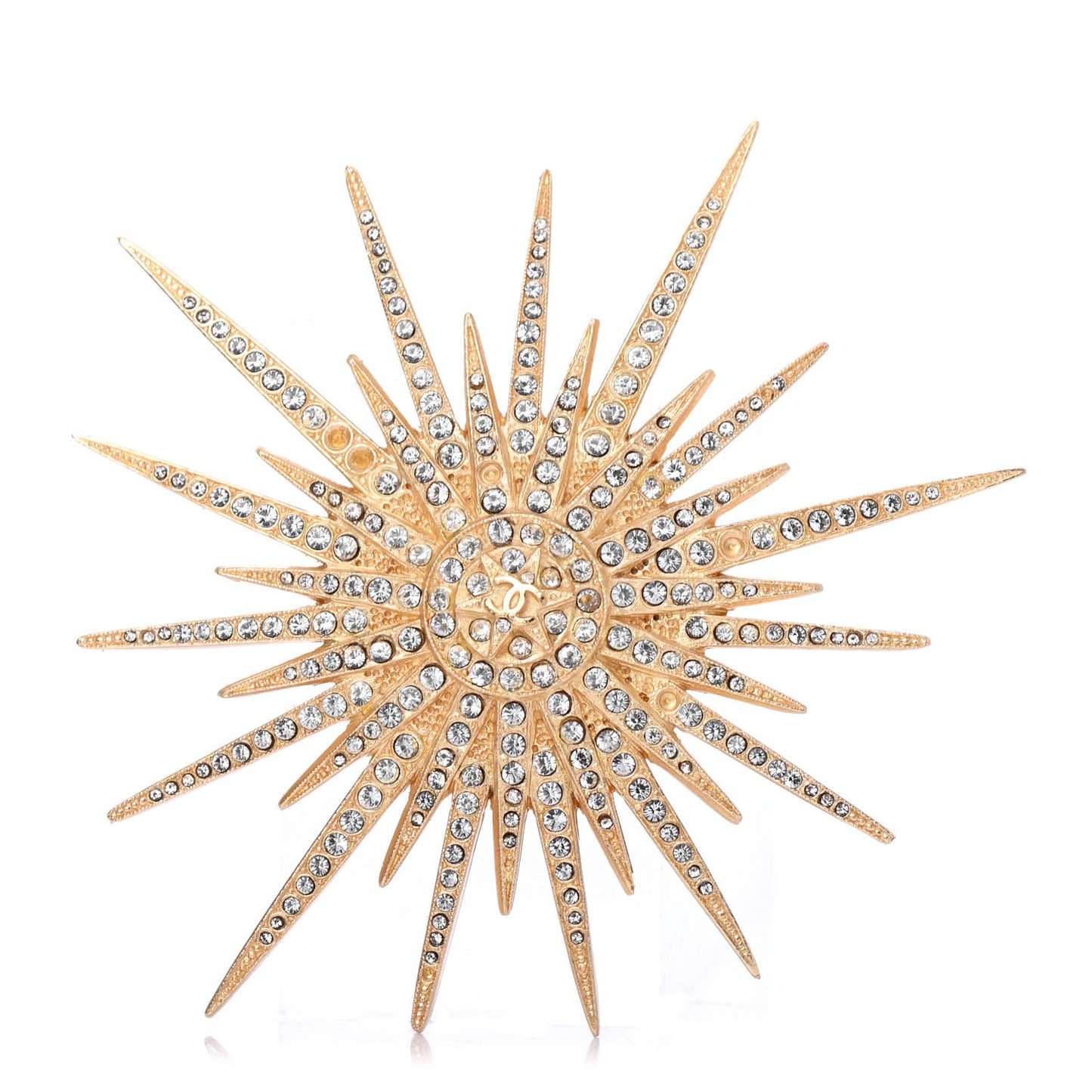 Crystal Starburst CC Brooch Gold
