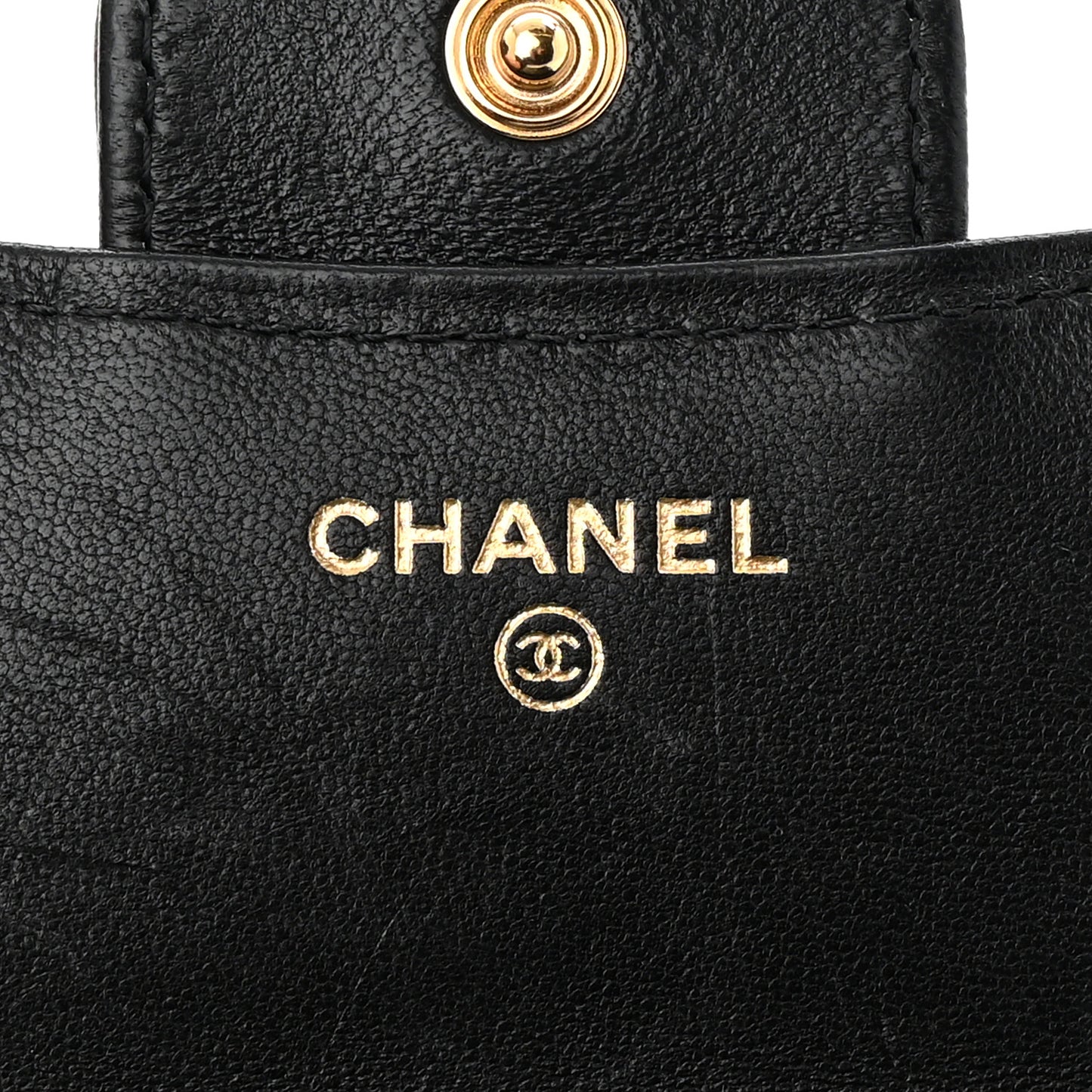 Lambskin Quilted Top Handle Flap Coin Purse With Chain Black