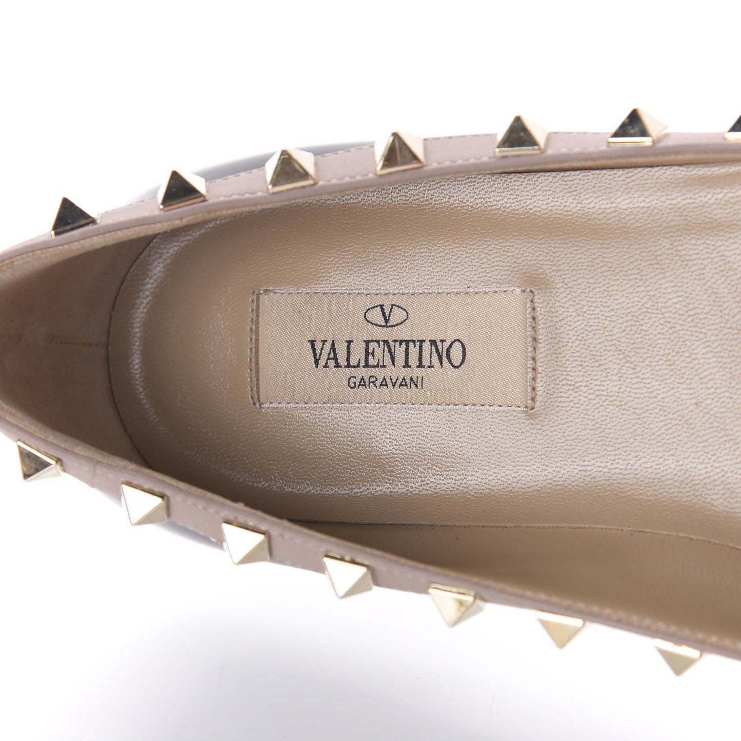 Patent Nappa Rockstud Ballerina Flats 38 Black Poudre
