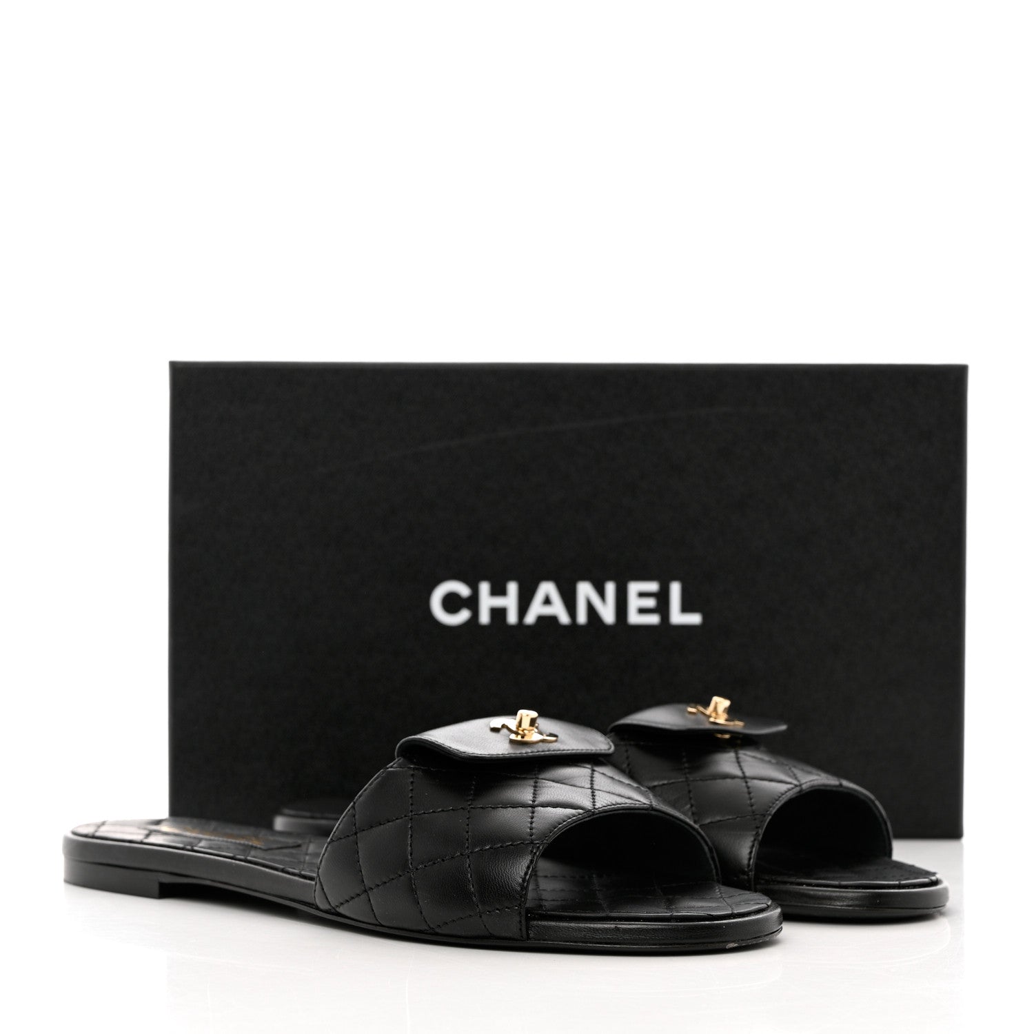 Chanel Lambskin Quilted CC Turnlock Sandals 41 Black 11 of 11