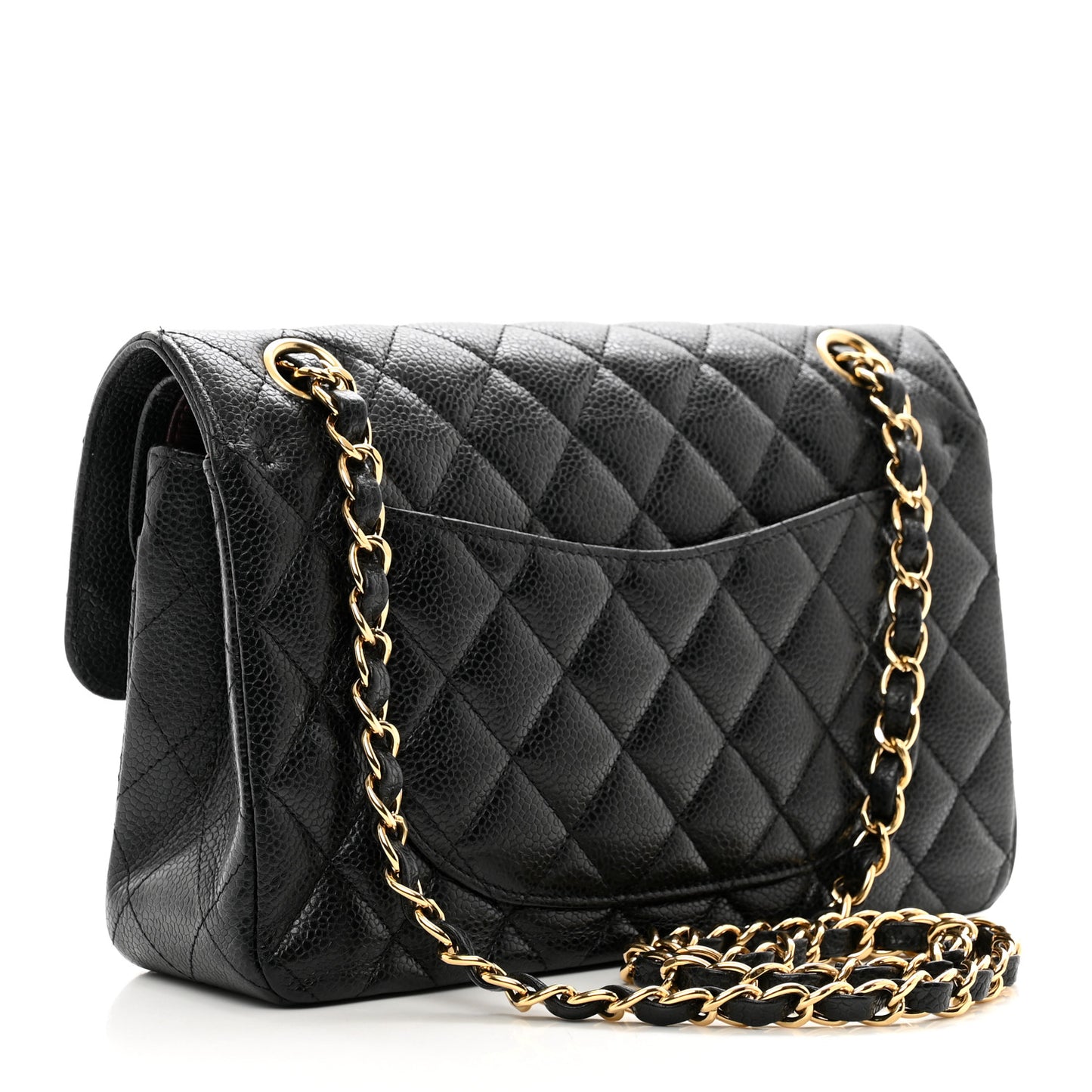 Caviar Quilted Small Double Flap Black