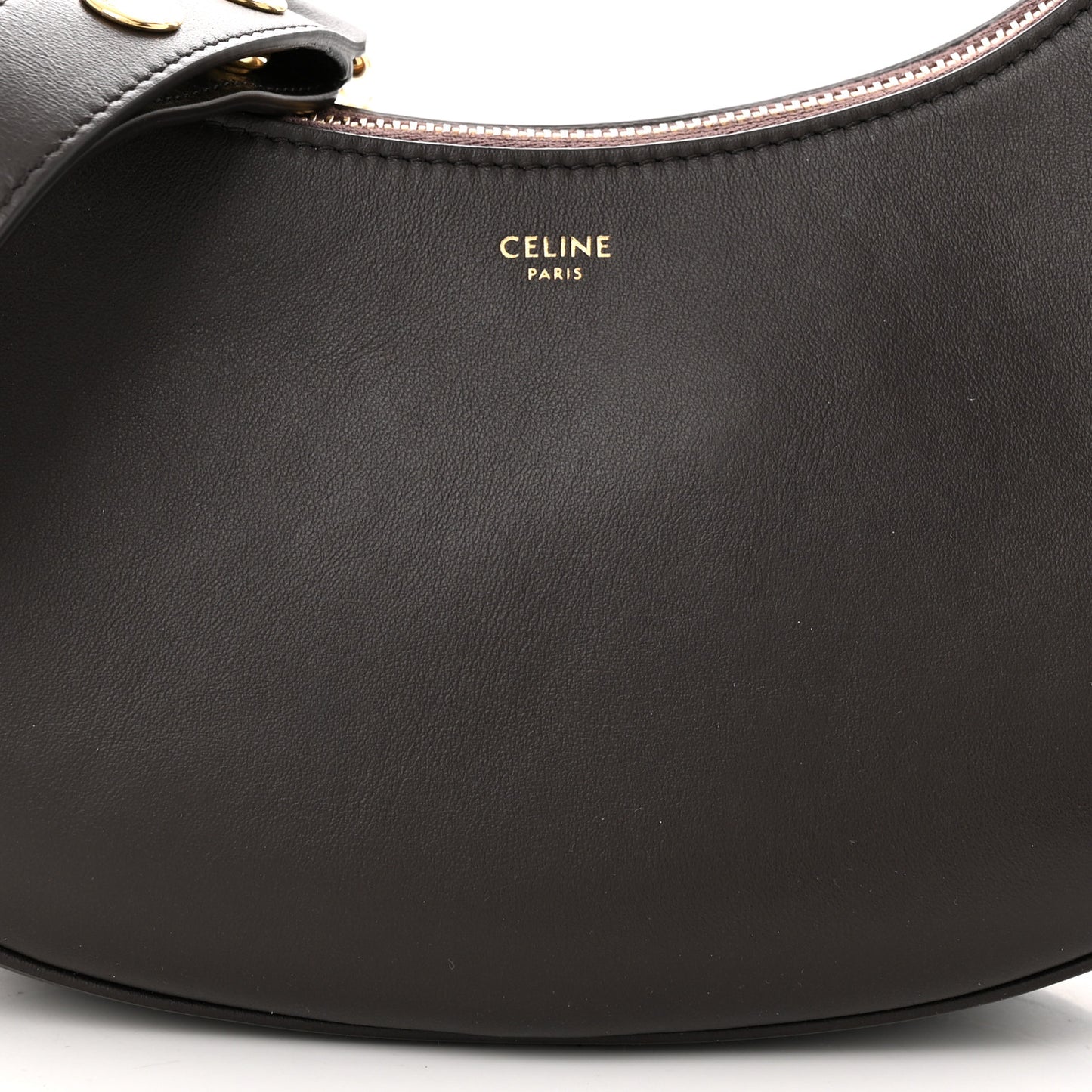 Smooth Calfskin Medium Strap Ava Shoulder Bag Dark Brown