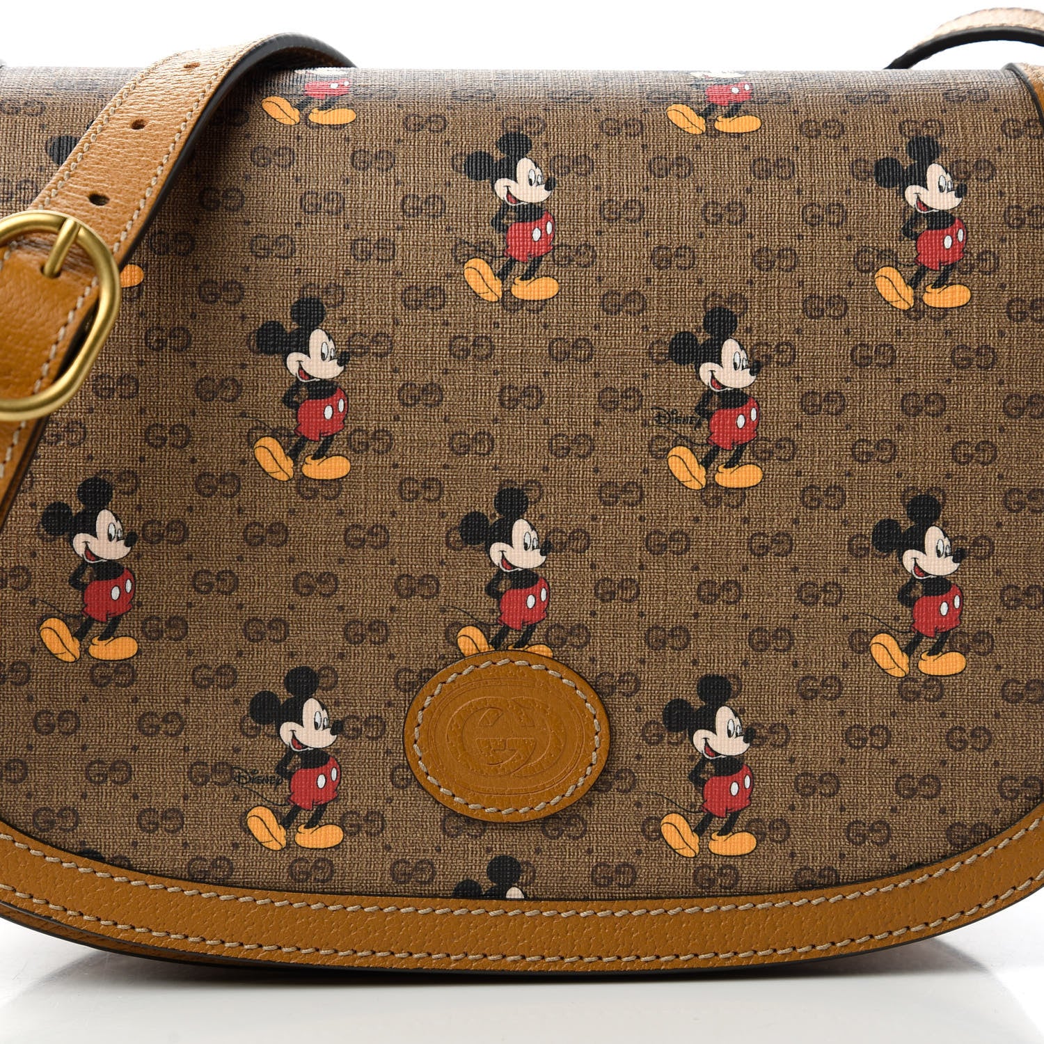 Gucci X DISNEY Mini Vintage GG Supreme Monogram Mickey Mouse Small Flap Messenger Bag Beige Vintage Sun Oil 12 of 13