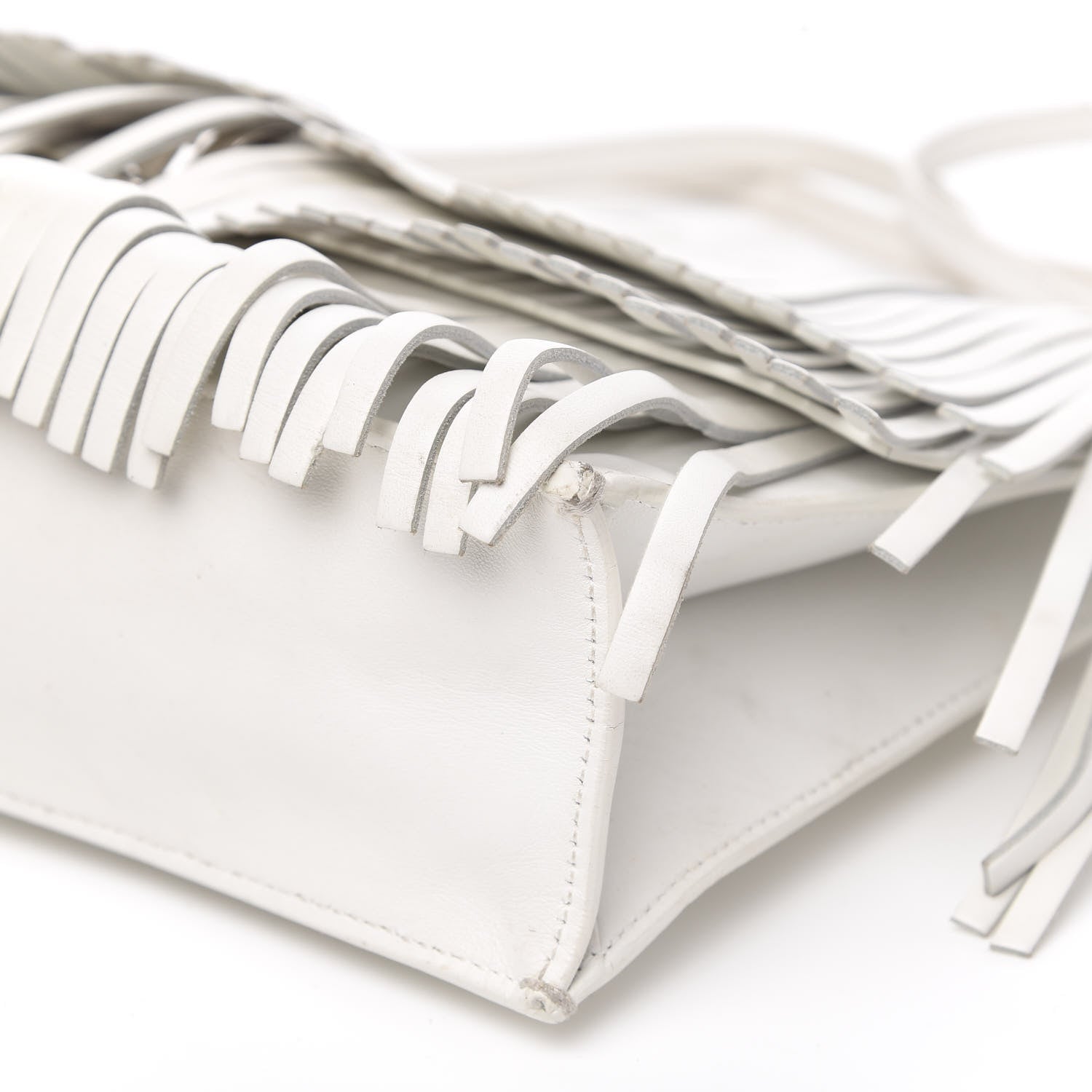 Proenza Schouler Calfskin Large Fringe Lunch Bag White 8 of 12