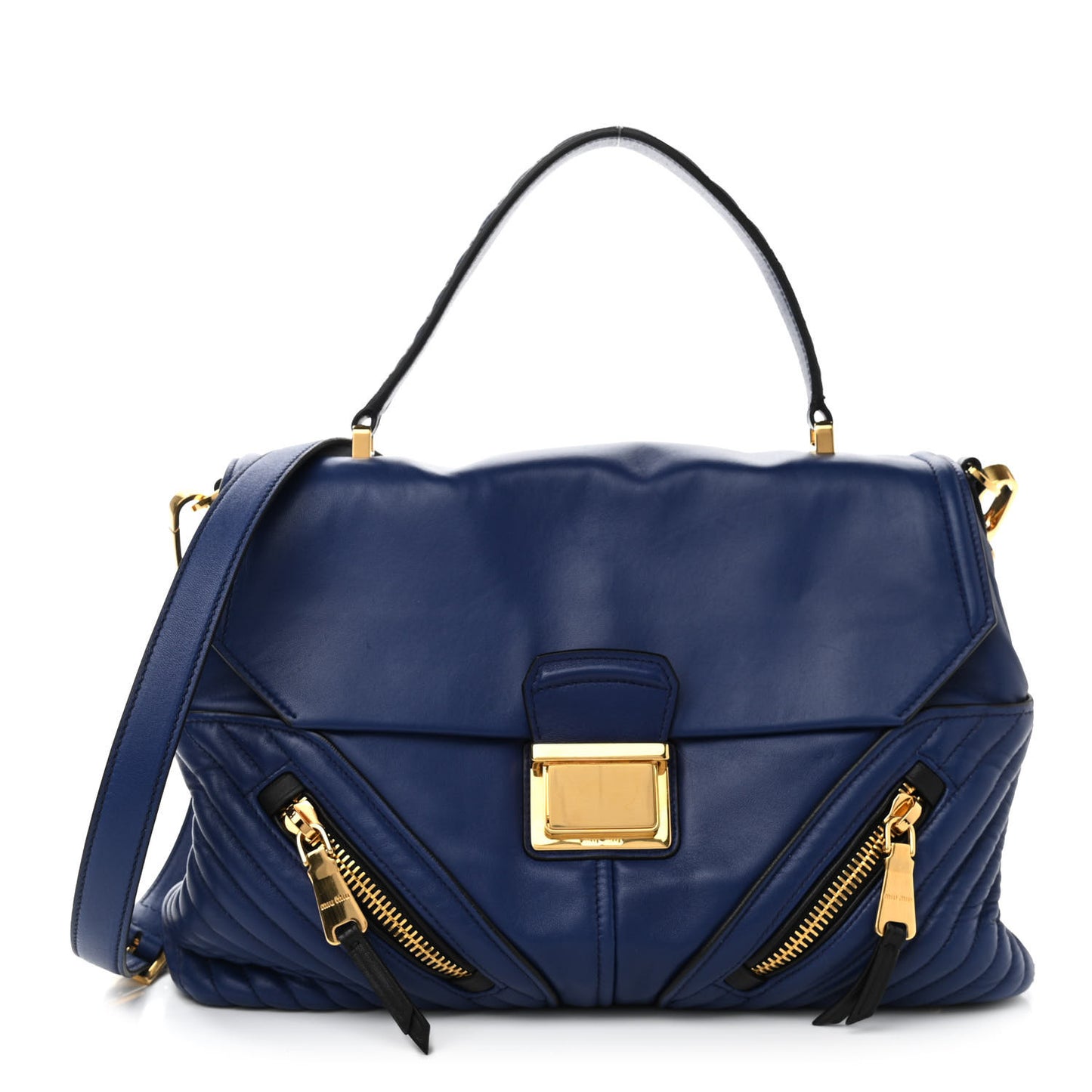 Nappa Matelasse Biker Shoulder Bag Inchiostro