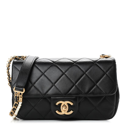 Chanel Calfskin Quilted Small Crystal Pearls Flap Bag Black 1 of 10