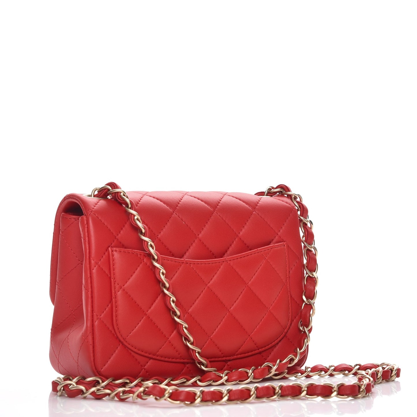 Lambskin Quilted Mini Square Flap Red