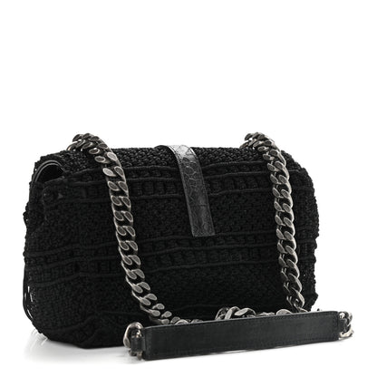 Saint Laurent Calfskin Crochet Baby Monogram Chain Satchel Black 3 of 10