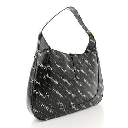 Gucci X BALENCIAGA Calfskin Logo Print Medium Jackie 1961 Hobo Black 3 of 12