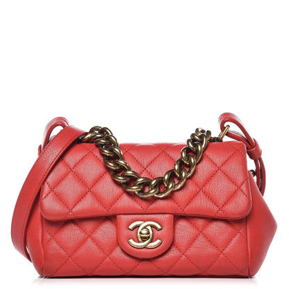 Chanel Shiny Sheepskin Quilted Mini Trapezio Flap Red 1 of 8