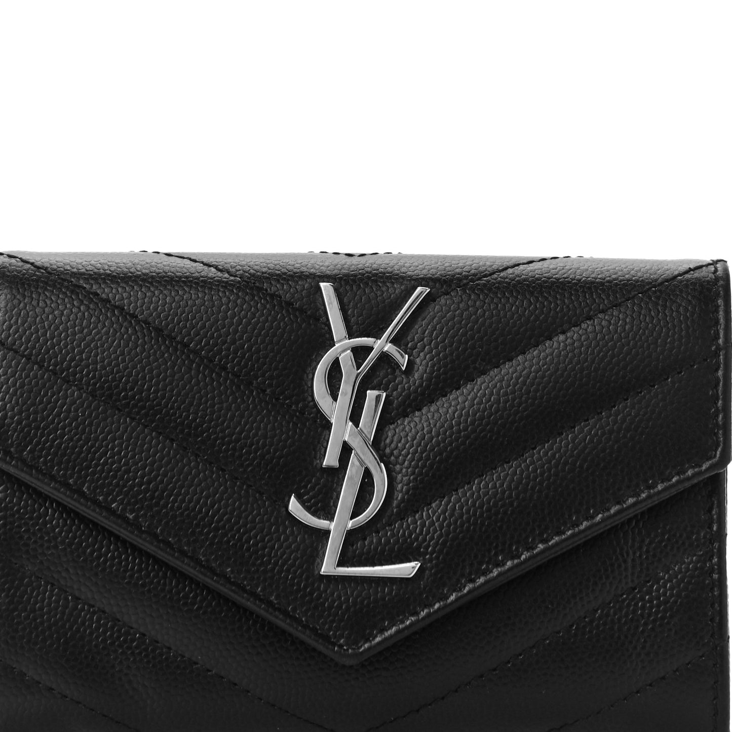 Grain De Poudre Matelasse Chevron Small Monogram Envelope Wallet Black