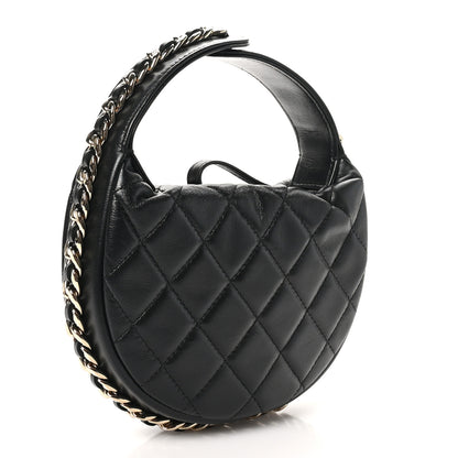 Chanel Lambskin Quilted Chain Around Pouch Black 2 of 10