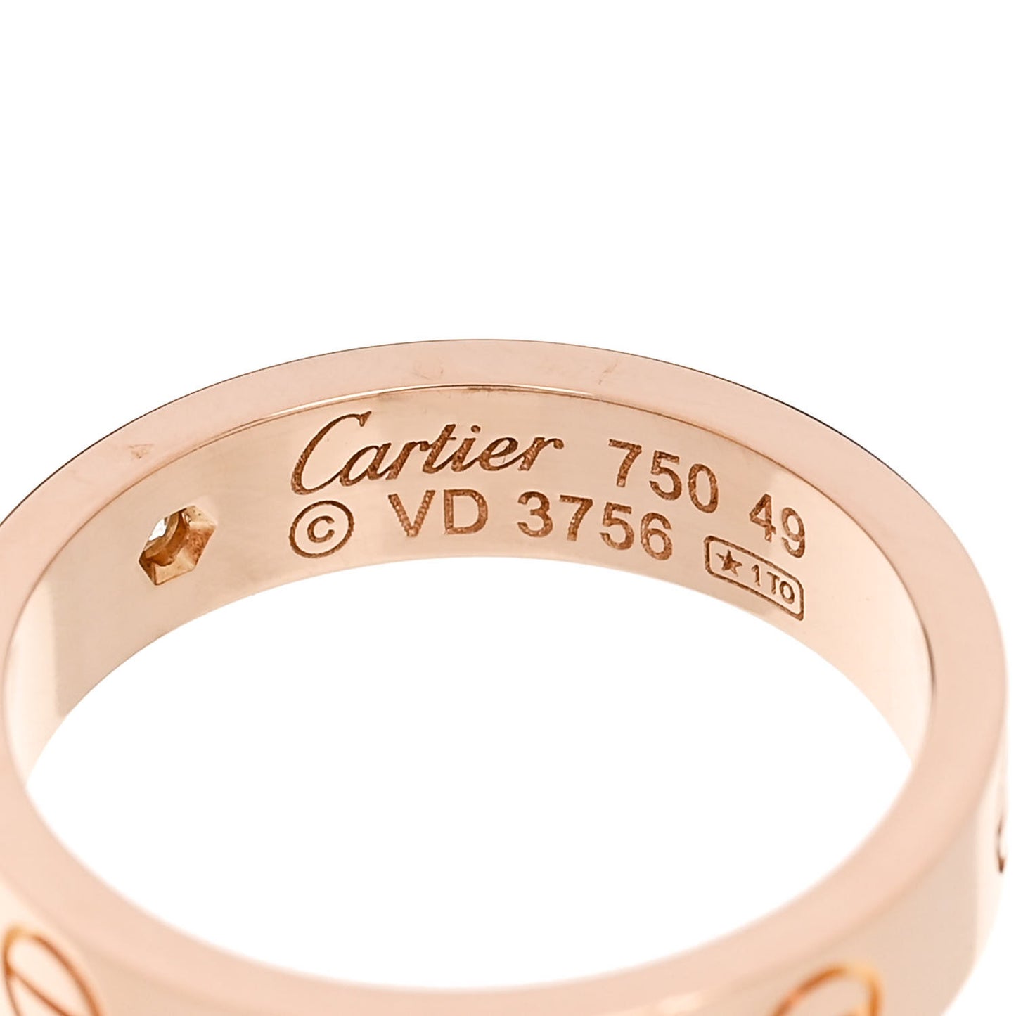 18K Pink Gold Diamond 4mm LOVE Wedding Band Ring 49 4.75