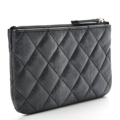 Chanel Metallic Goatskin Quilted Small Cosmetic Case Dark Grey 3 of 8