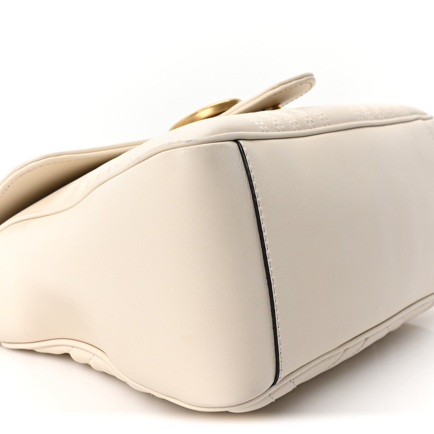 Gucci Calfskin Matelasse Small GG Marmont Top Handle Shoulder Bag White 9 of 10