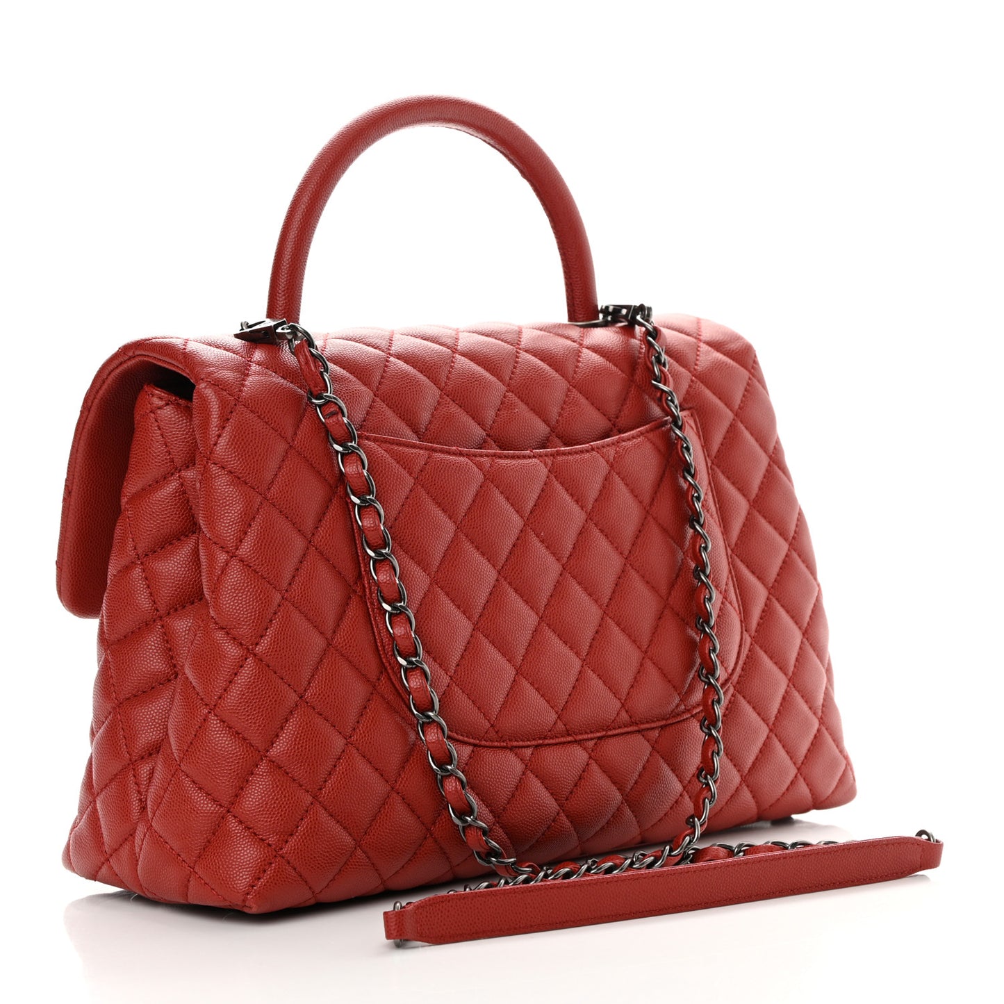 Caviar Quilted Medium Coco Handle Flap Dark Red