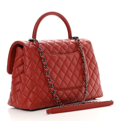 Chanel Caviar Quilted Medium Coco Handle Flap Dark Red 3 of 14