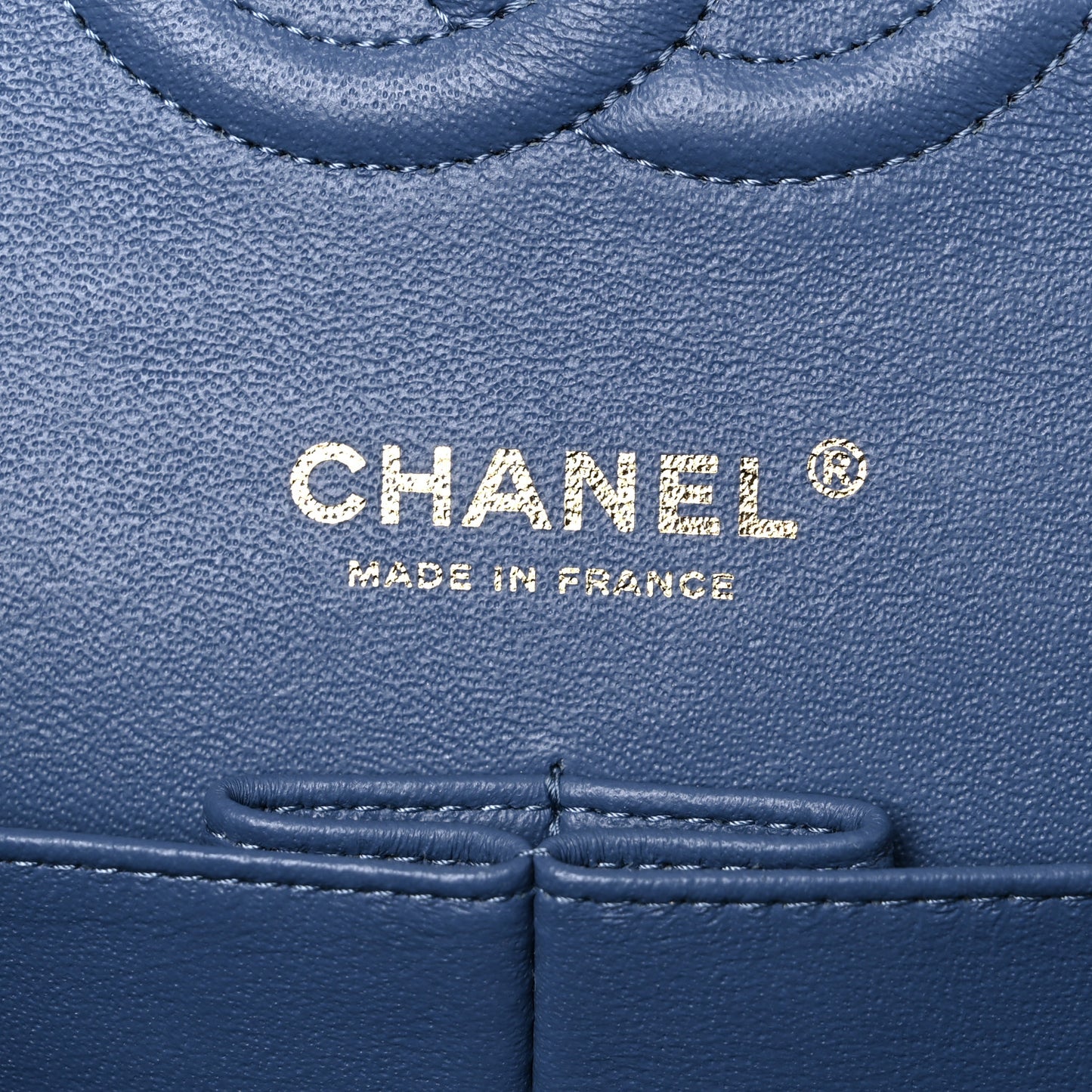 Denim Tweed Quilted Medium Double Flap Blue