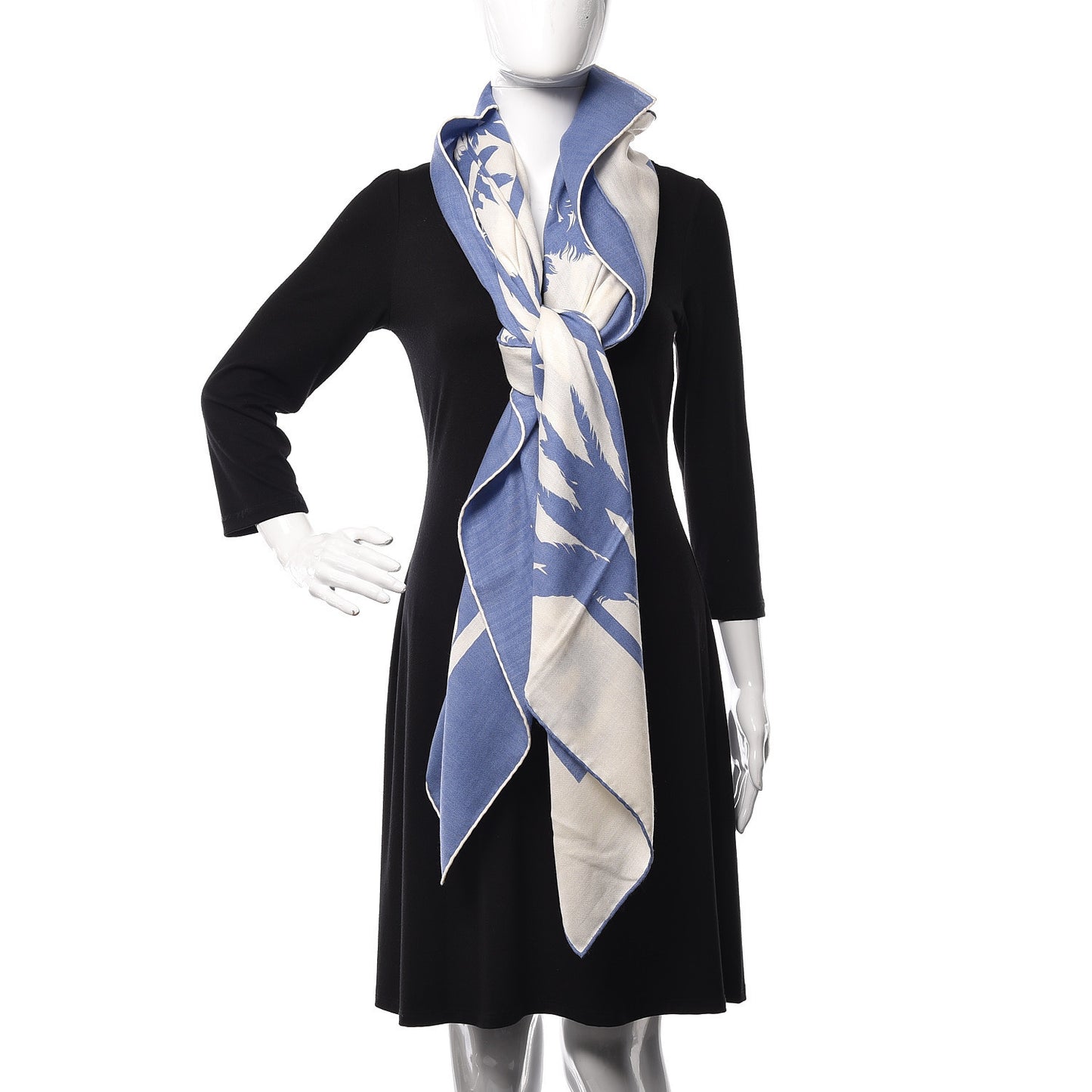 Cashmere Silk Brazil Tattoo Shawl 140 Bleu Lavande Blanc