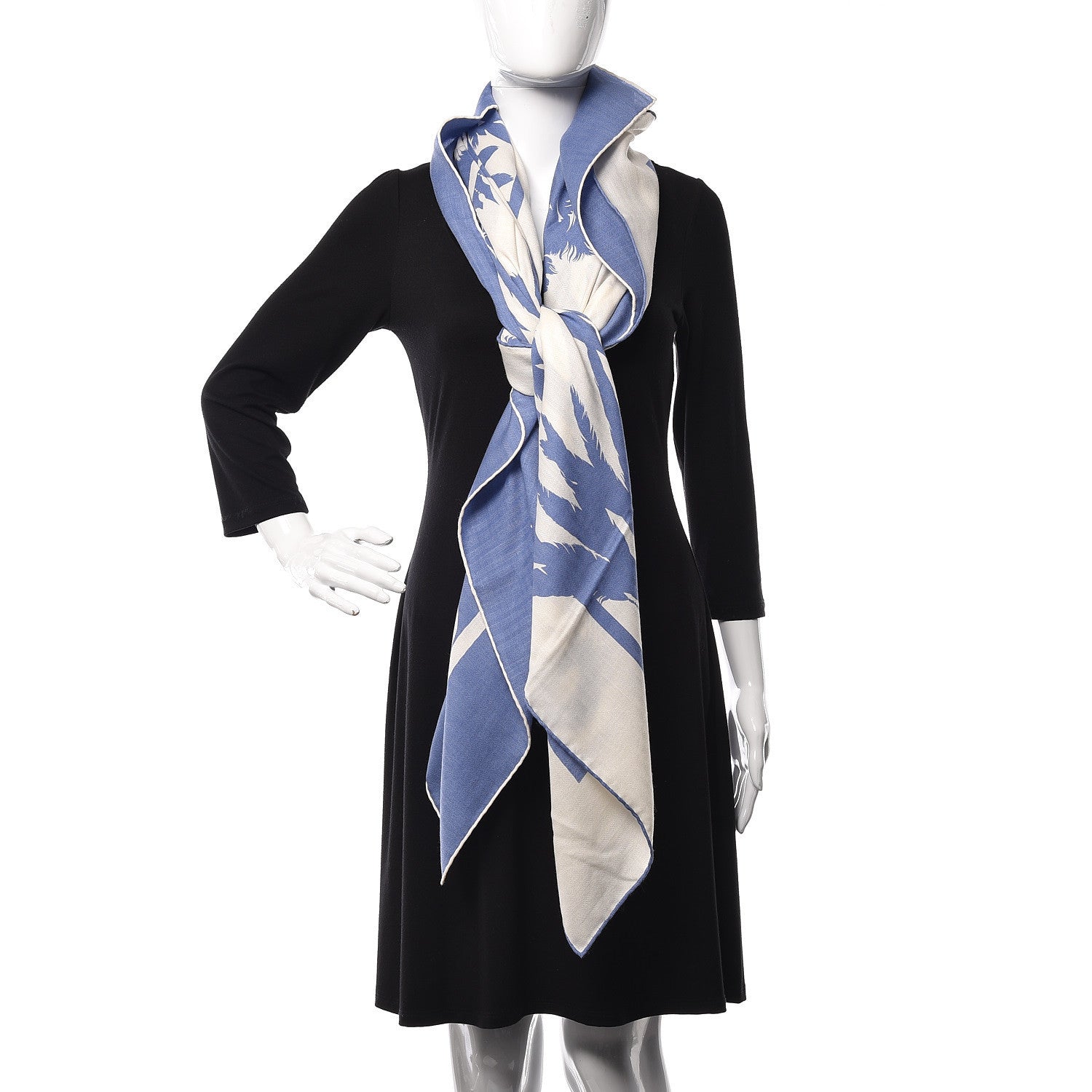 Hermes Cashmere Silk Brazil Tattoo Shawl 140 Bleu Lavande Blanc 2 of 7