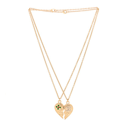 Chanel Crystal Gripoix Clover Heart CC Friendship Necklace Set Gold Multicolor 3 of 6