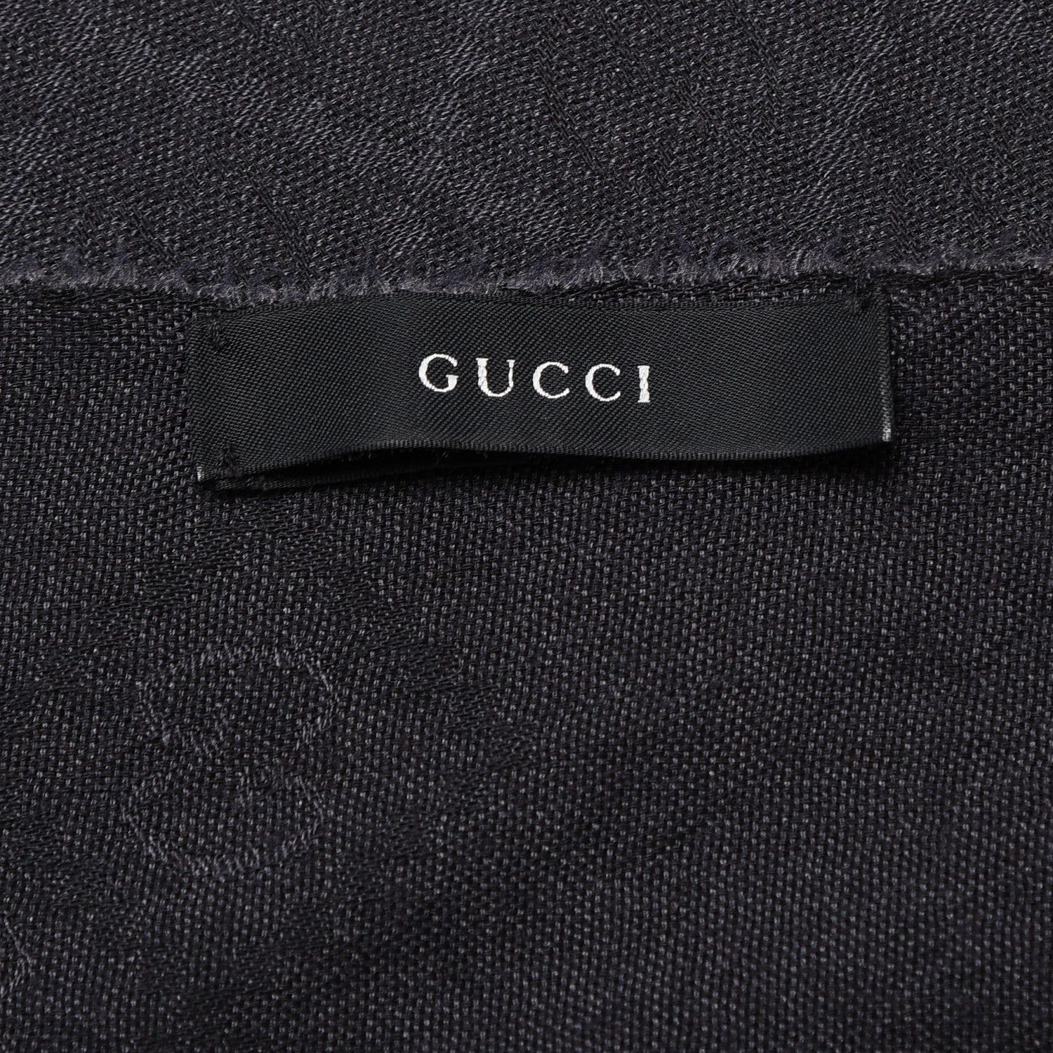 Gucci Wool Silk Monogram Diamante Fringe Scarf Black 4 of 6