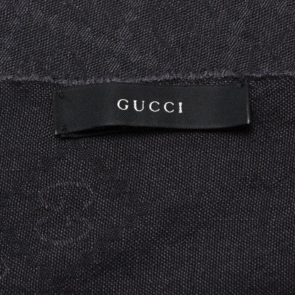 Gucci Wool Silk Monogram Diamante Fringe Scarf Black 4 of 6