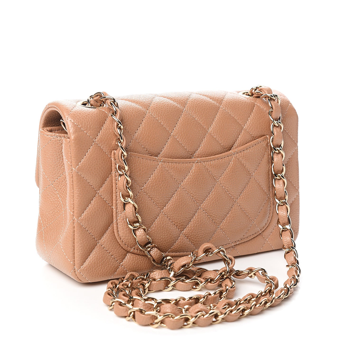 Caviar Quilted Mini Rectangular Flap Dark Beige