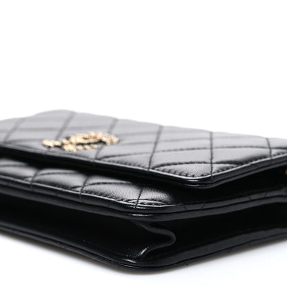 Chanel Lambskin Quilted Crystal CC Wallet On Chain WOC Black 11 of 11