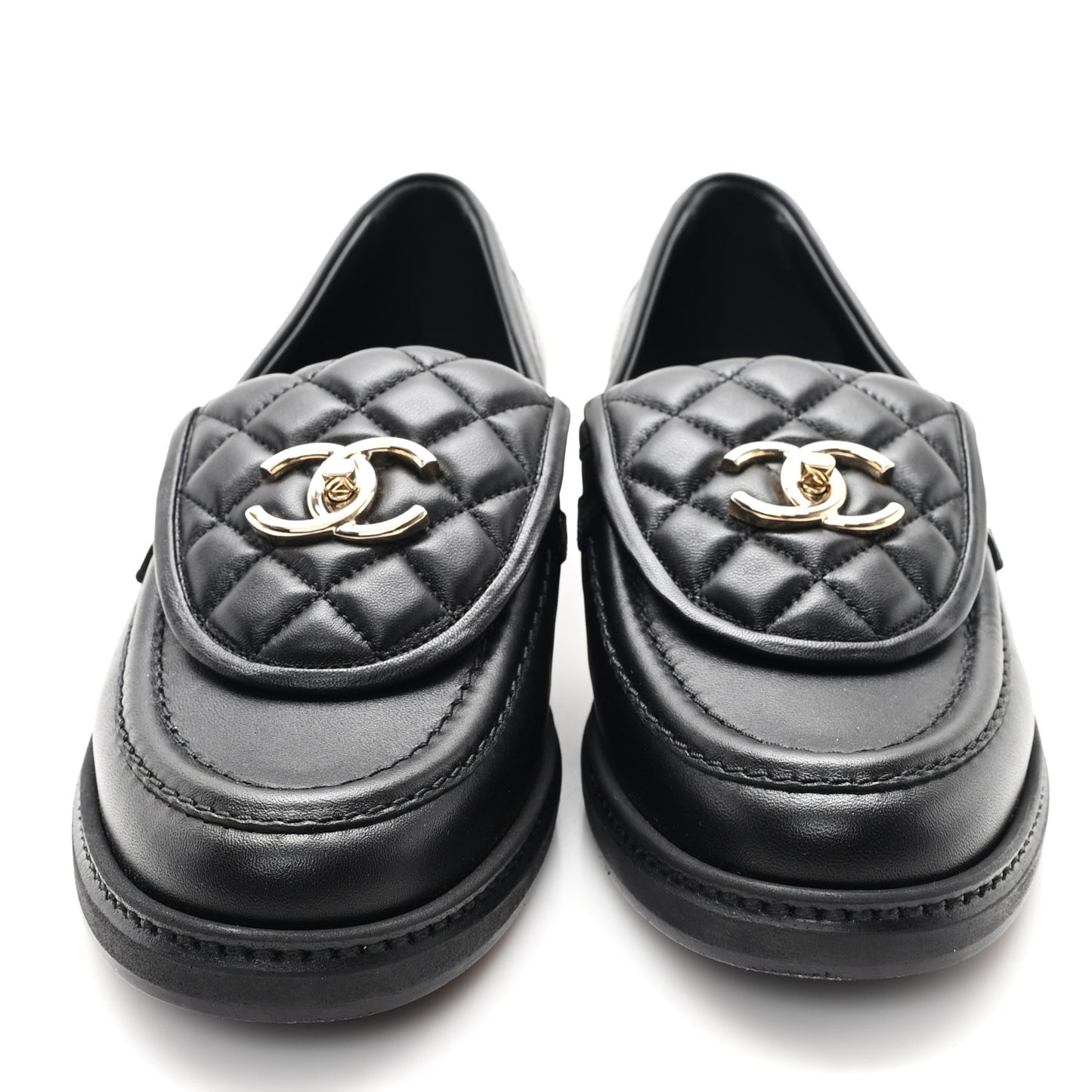 Lambskin Quilted CC Turnlock Loafers 37.5 Black
