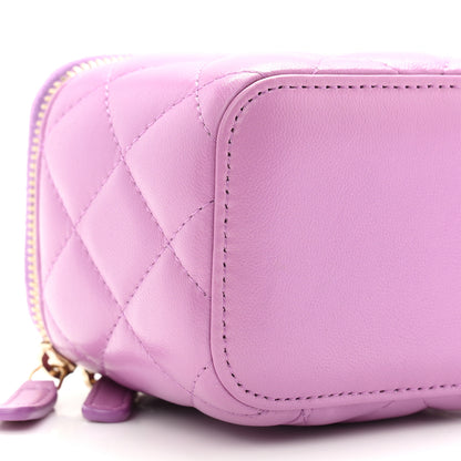 Chanel Lambskin Quilted Pearl Crush Mini Vanity Case With Chain Purple 9 of 11