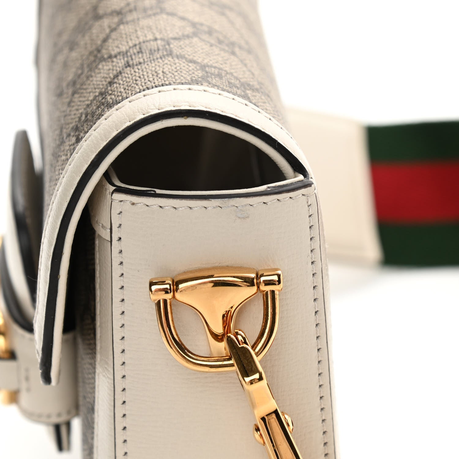 Gucci GG Supreme Monogram Web Mini Horsebit 1955 Shoulder Bag Beige Mystic White 10 of 12
