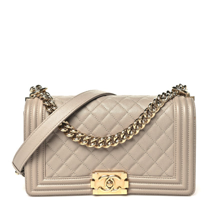 Chanel Caviar Quilted Medium Boy Flap Dark Beige 1 of 11