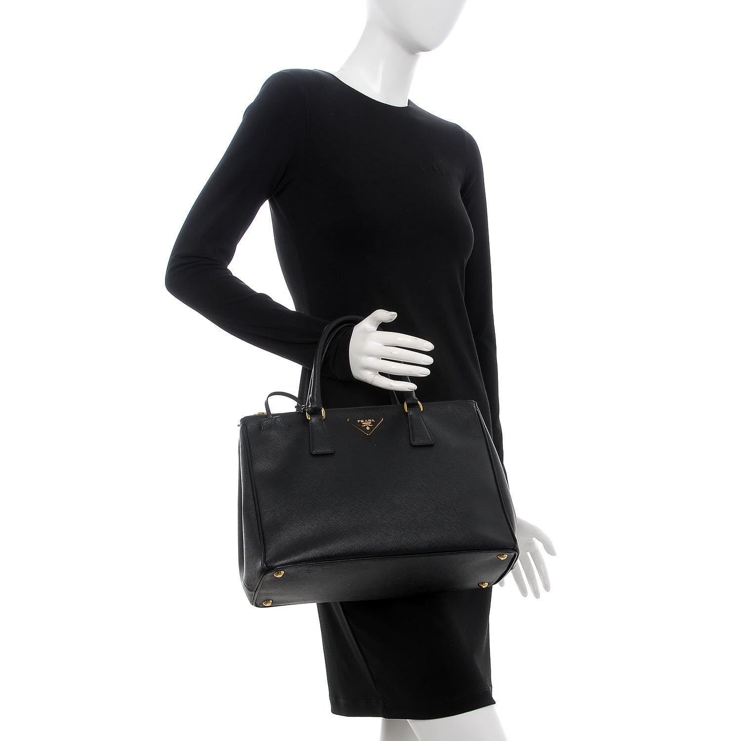 Prada Saffiano Large Galleria Double Zip Tote Black 2 of 12