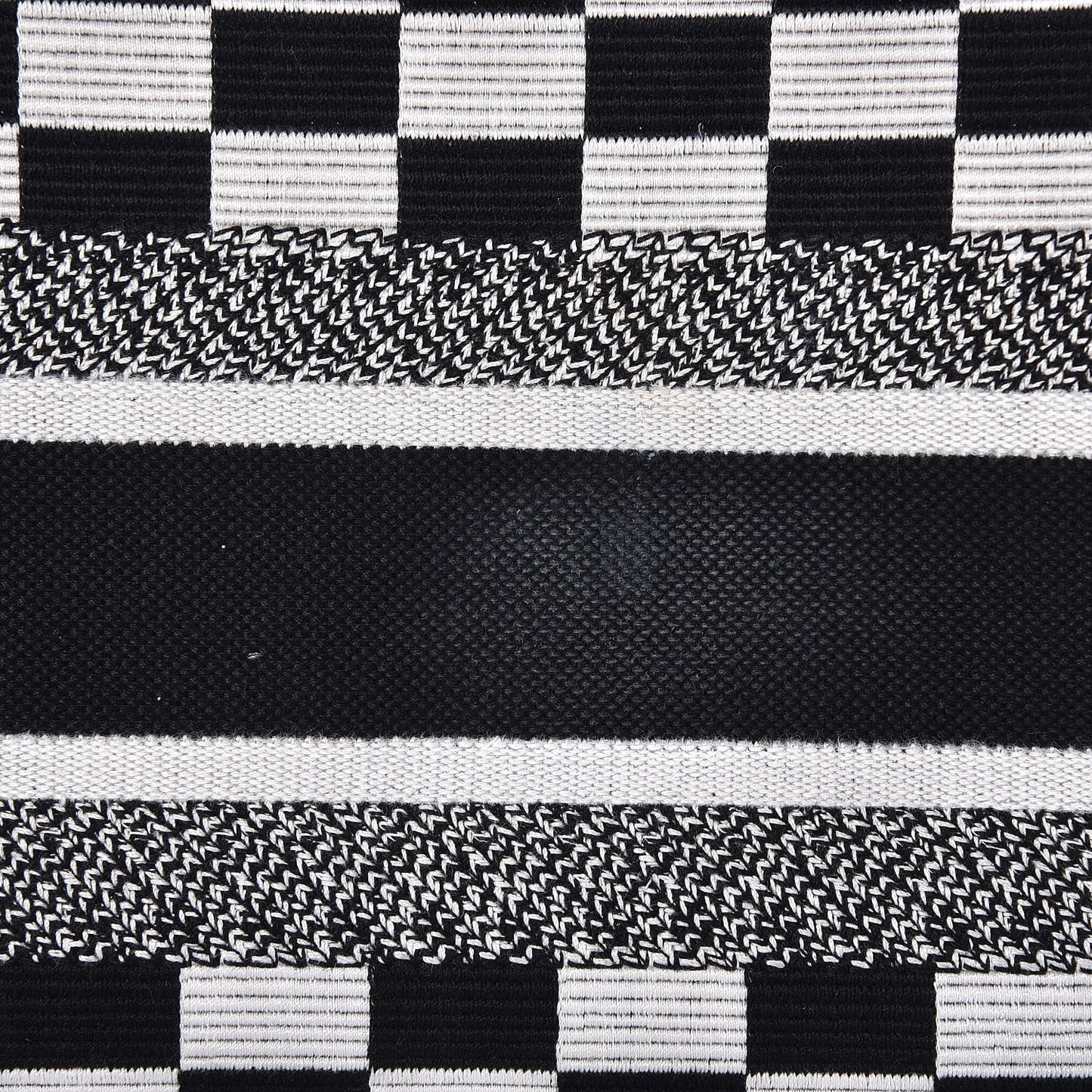 Canvas Embroidered Checkered Book Tote Black White