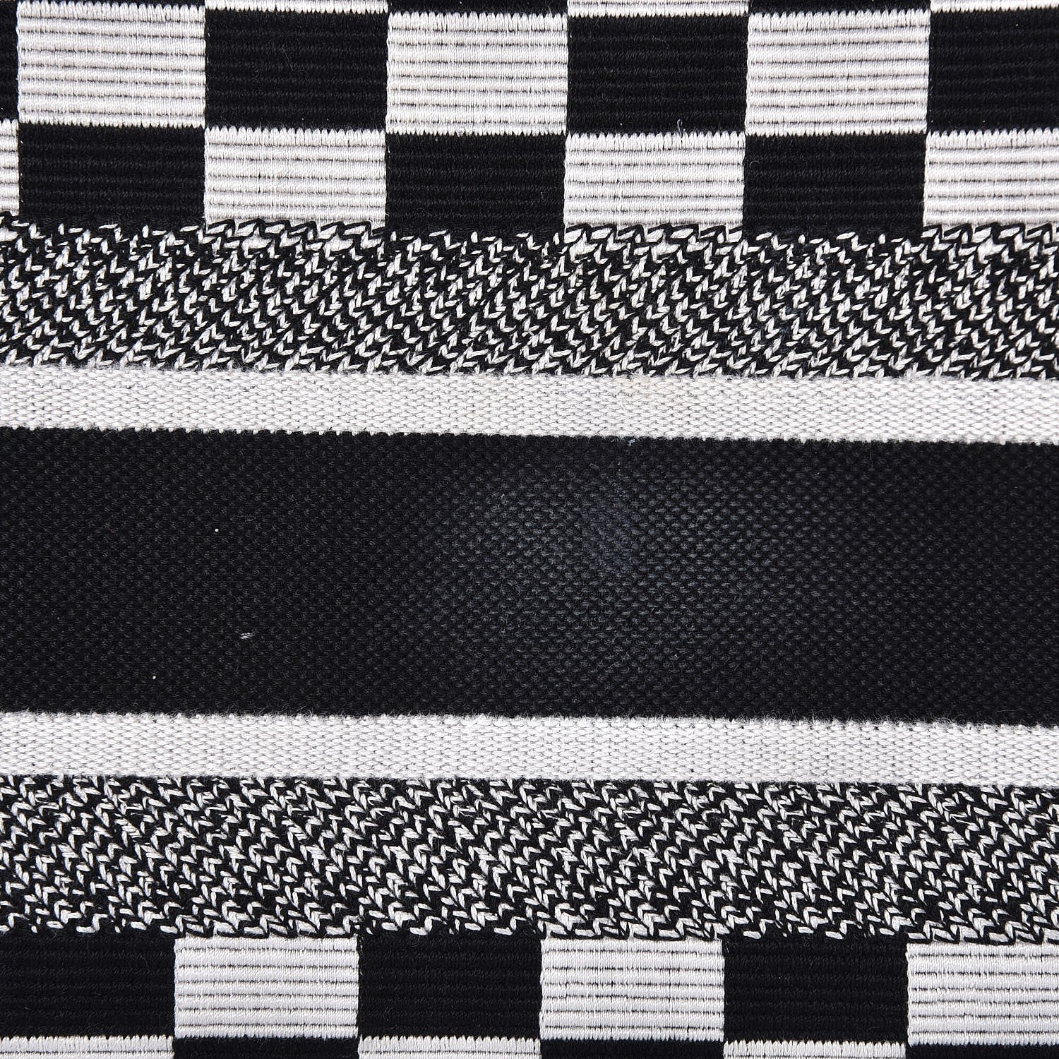 Christian Dior Canvas Embroidered Checkered Book Tote Black White 10 of 12