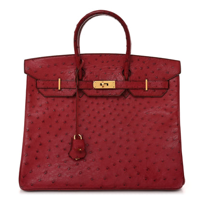 Hermes Ostrich HAC Birkin 32 Rouge Vif 1 of 12