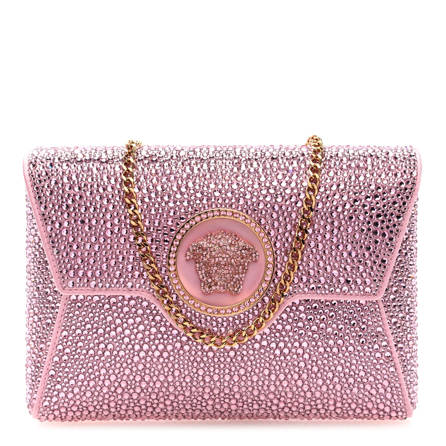 Versace Crystal La Medusa Envelope Clutch Pink 1 of 9
