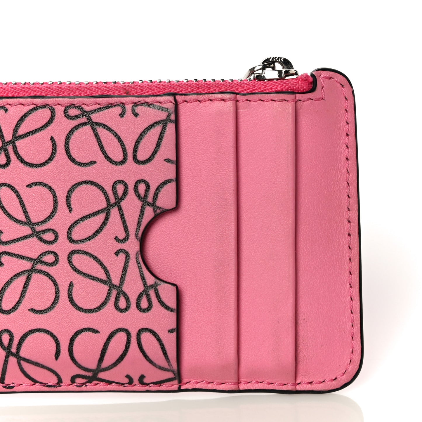 Engraved Calfskin Anagram Coin Card Holder Wild Rose